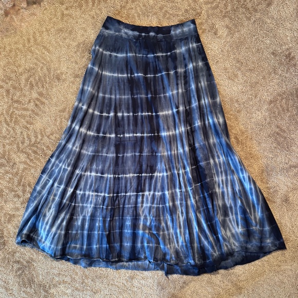 Tryst Blue Tie-Dye A-Line Skirt - Picture 1 of 3
